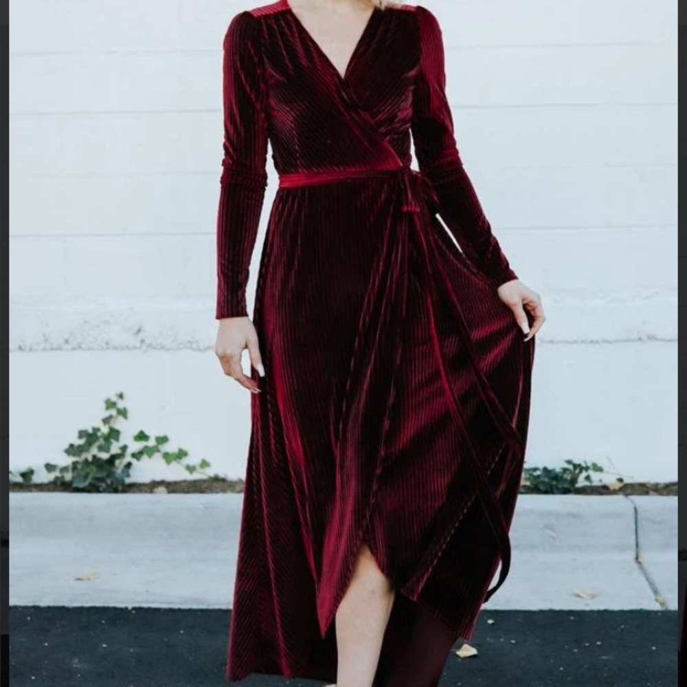 Baltic Born “Jada” ribbed velvet wrap dress XL (NWT)